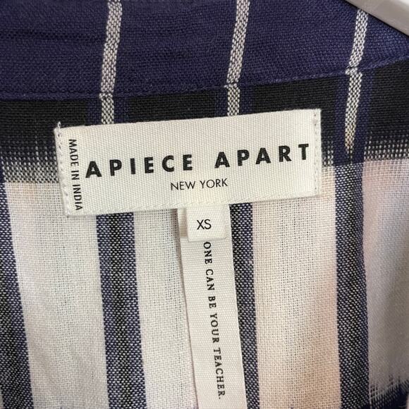 Apiece Apart Mission Ikat Print Popover S/S Blouse Shirred Cotton Top Sz XS - Picture 8 of 10